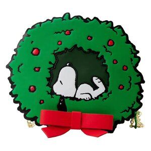NWT Peanuts Loungefly Light-Up Snoopy Holiday Wreath Crossbody W/ Woodstock